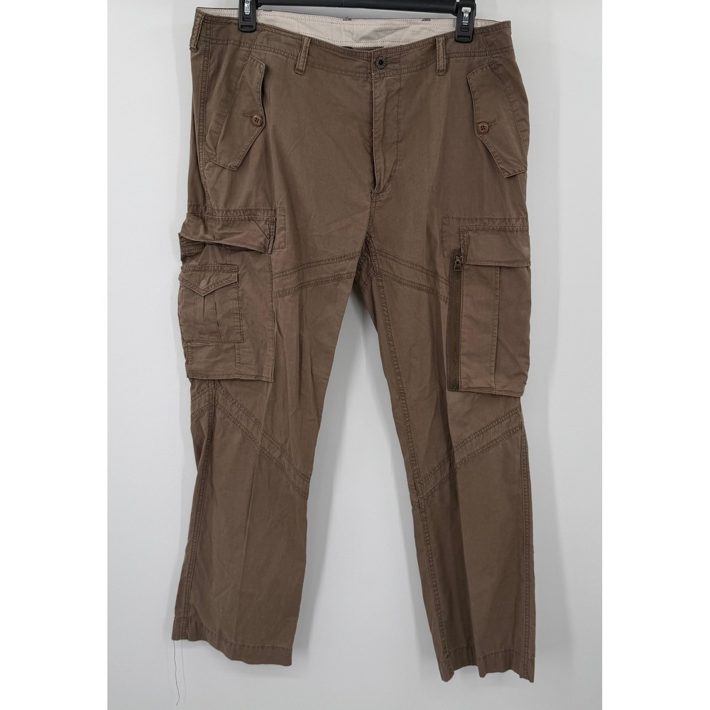 Vintage Polo Ralph Lauren Mens Idea Zip Cargo Pants Brown Military Ripstop 38x32